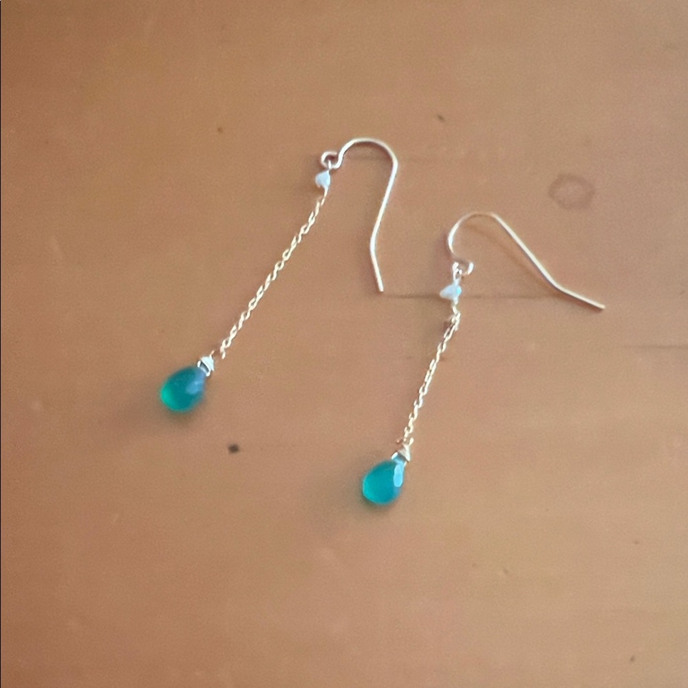 Chic Gold and Teal Drop Earrings